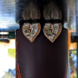 Silver tone heart clip-on earrings